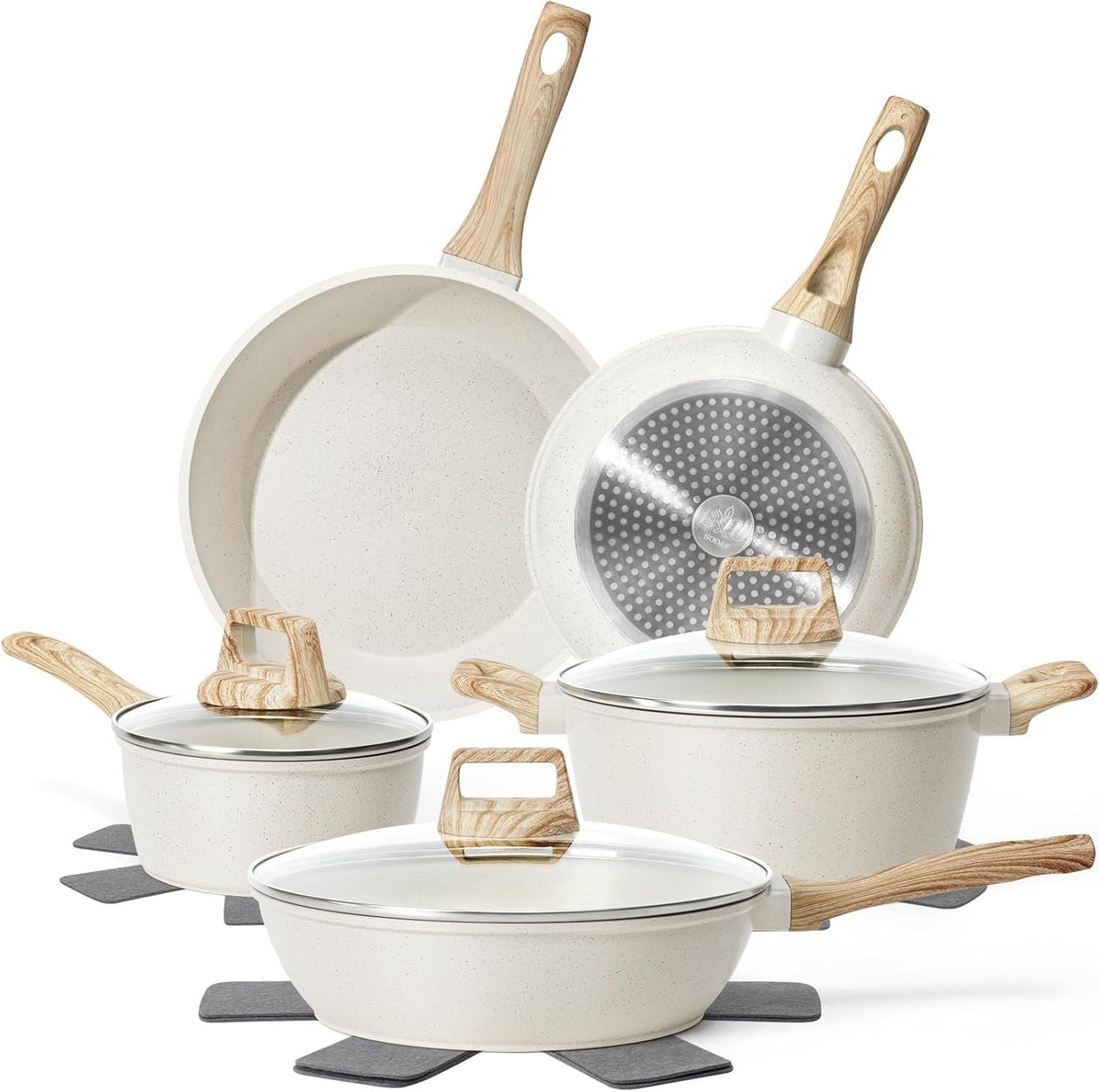 12Pcs White Granite Induction Cookware.
