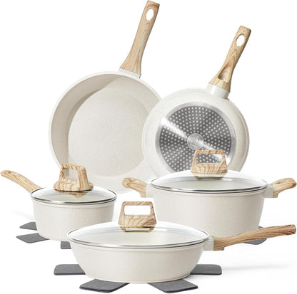 12Pcs White Granite Induction Cookware.