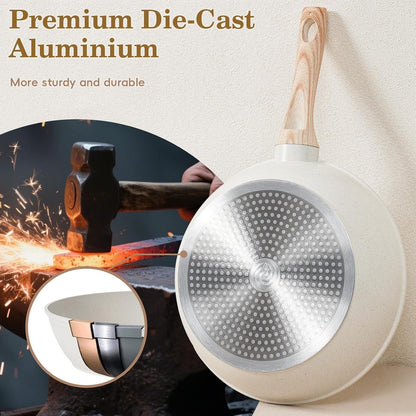 12Pcs White Granite Induction Cookware.