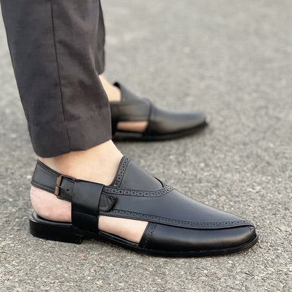 Degora Pure Handmade Kheri/Peshawari Chappal-175 Black
