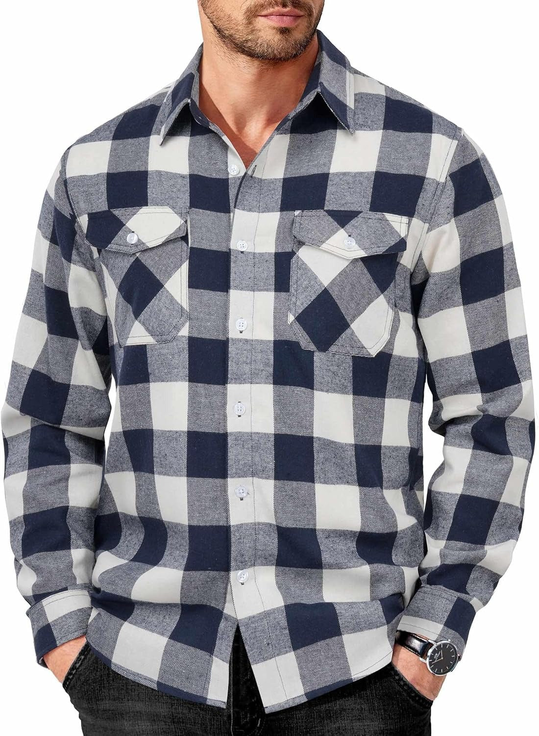 Cotton Shirt Cowboy Work Shirts with Pockets