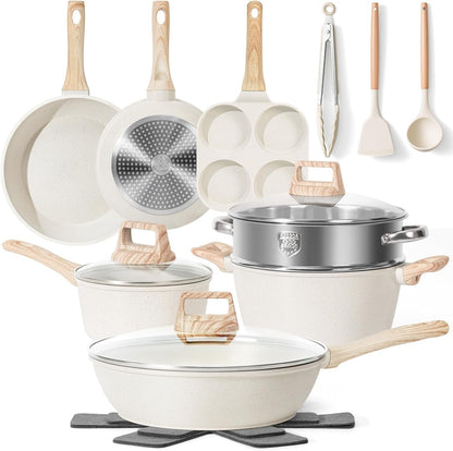 12Pcs White Granite Induction Cookware.