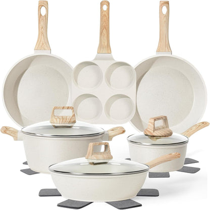 12Pcs White Granite Induction Cookware.