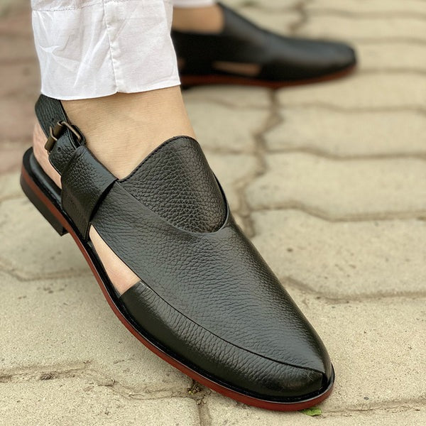 Degora Pure Handmade Kheri/Peshawari Chappal-175 Black