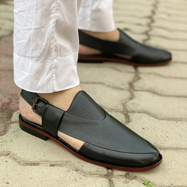 Degora Pure Handmade Kheri/Peshawari Chappal-175 Black