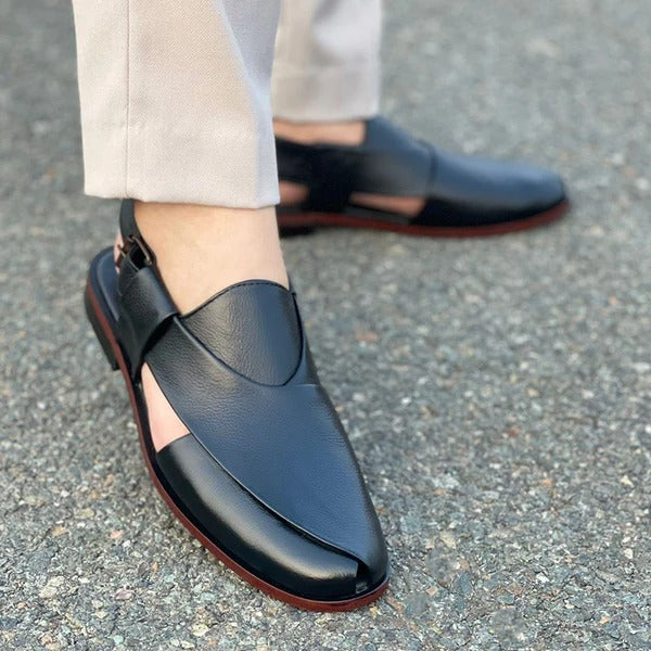 Degora Pure Handmade Kheri/Peshawari Chappal-175 Black