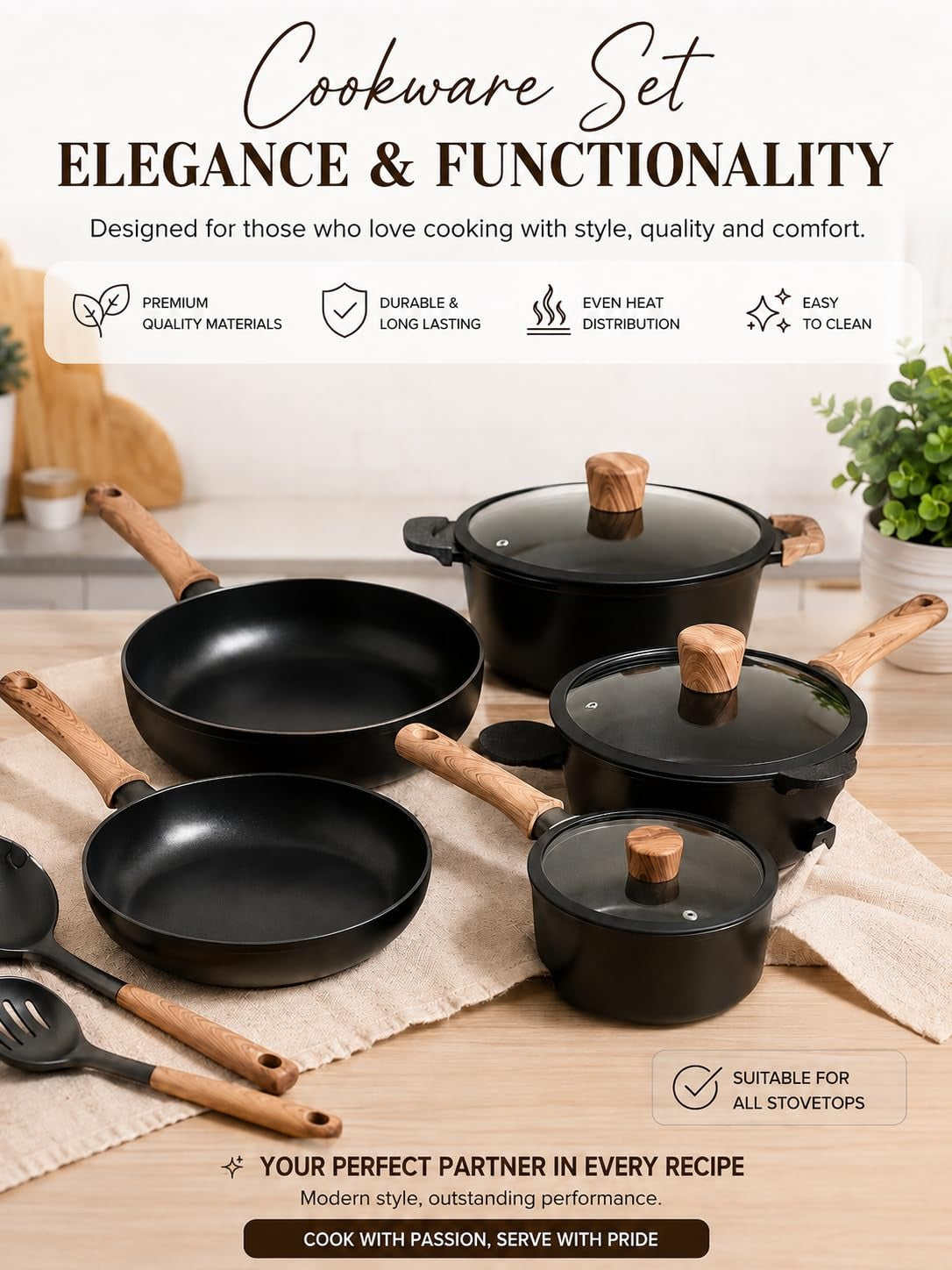 CAROTE 16pcs Pots and Pans Set