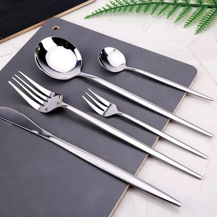 24 PCs Premium Steel Cutlery Set- (4404) Silver