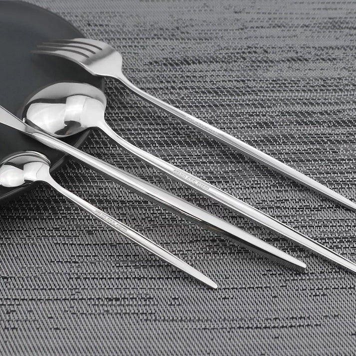 24 PCs Premium Steel Cutlery Set- (4404) Silver