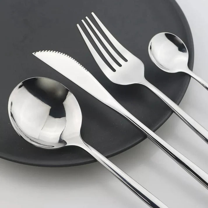 24 PCs Premium Steel Cutlery Set- (4404) Silver