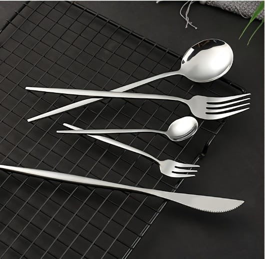 24 PCs Premium Steel Cutlery Set- (4404) Silver