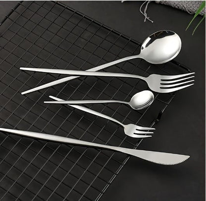 24 PCs Premium Steel Cutlery Set- (4404) Silver